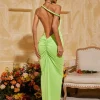Dresses | Maxi Dresses*Mew Mews Fashion Yasir Backless Ruched Maxi Dress In Green