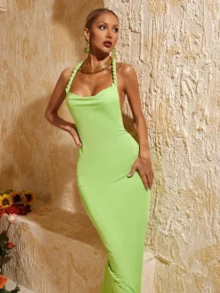 Dresses | Maxi Dresses*Mew Mews Fashion Yasir Backless Ruched Maxi Dress In Green