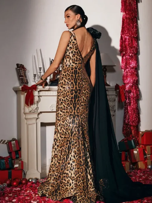 Dresses | Maxi Dresses*Mew Mews Fashion Yenphan Leopard Sequin Maxi Dress