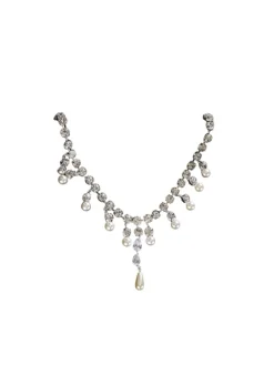 Necklaces*Mew Mews Fashion Zala Crystal Pearl Fringe Necklace