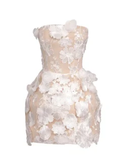 Dresses | Mini Dresses*Mew Mews Fashion Zeina Strapless Flower Embroidered Mini Dress