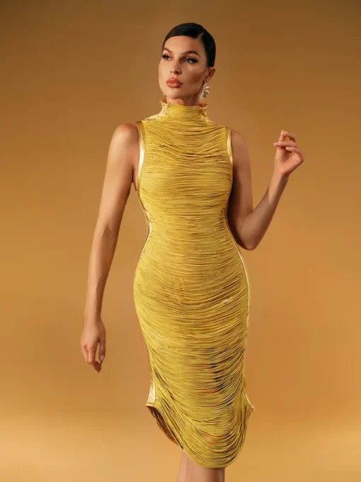 Dresses | Midi Dresses*Mew Mews Fashion Zulekha High Neck Fringe Midi Dress