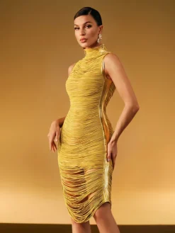 Dresses | Midi Dresses*Mew Mews Fashion Zulekha High Neck Fringe Midi Dress