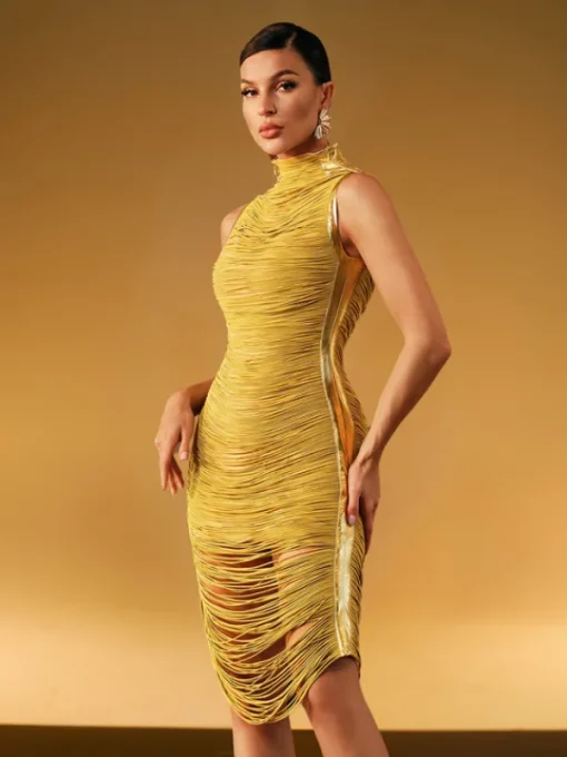 Dresses | Midi Dresses*Mew Mews Fashion Zulekha High Neck Fringe Midi Dress